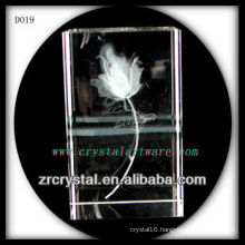 K9 3D Laser Flower Etched Crystal Rectangle